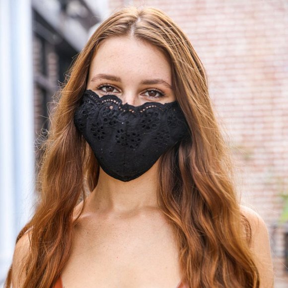 Fashion Mask Black Eyelet Reusable Ladies - Picture 1 of 4